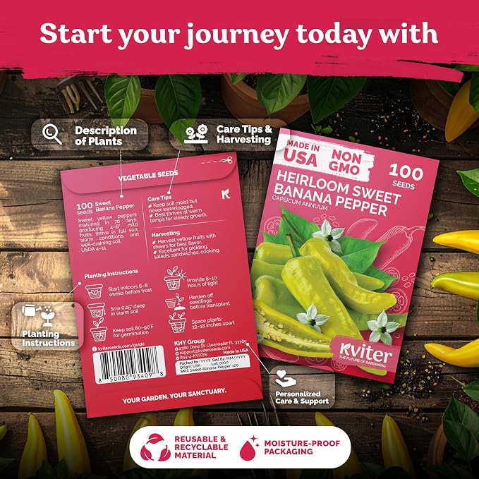 KVITER 100 Sweet Banana Pepper Seeds - Image 2