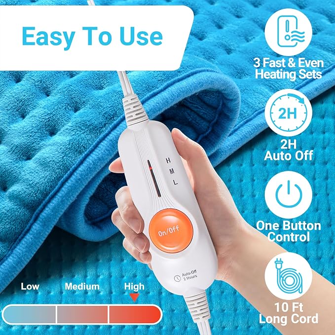 Boileau Electric Heating Pad for Back Pain and Period Cramps Relief, 3 Heating - Image 2