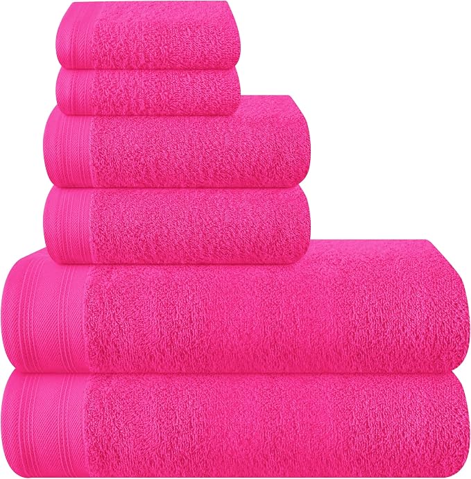 Ultra Soft 6 Pack Cotton Towel Set, Contains 2 Bath Towels 28x55 inch, 2 Hand by Unknown