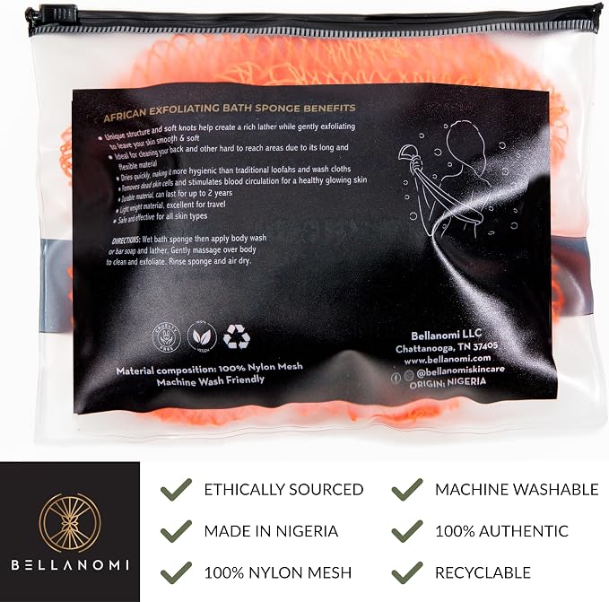 BELLANOMI African Exfoliating Net Sponge, Ethically sourced from Nigeria - Image 4