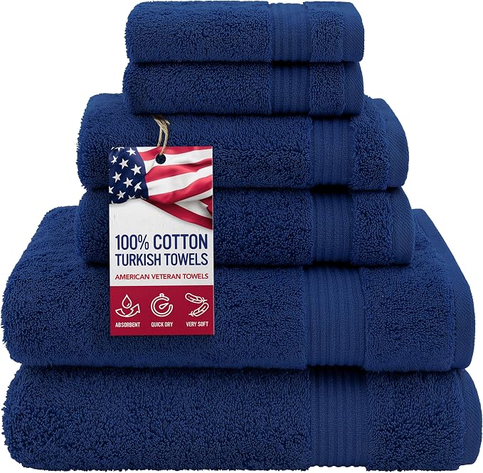 American Veteran 100% Cotton Turkish 6 Piece Luxury Towel Set by AmericanVeteranTowel