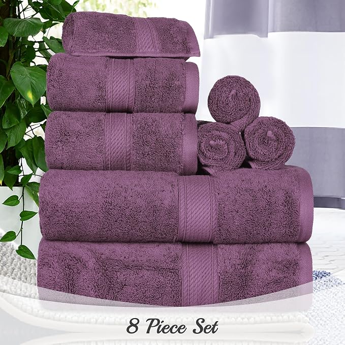SUPERIOR Egyptian Cotton Pile 8 Piece Towel Set, Includes 2 Bath, 2 Hand - Image 3
