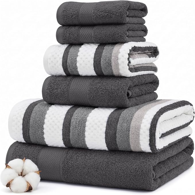 Modern Threads Pax 6-Piece Reversible Yarn Dyed Jacquard Towel Set by ModernThreads