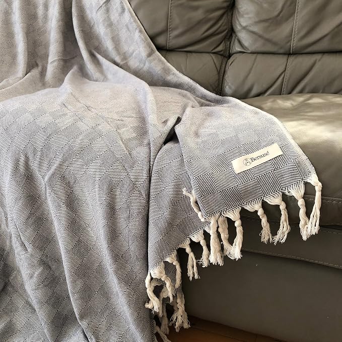 Bersuse 100% Cotton Milas XL Throw Blanket - Image 3