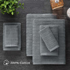 Welhome James 100% Cotton Textured Stripe Towels - Image 6