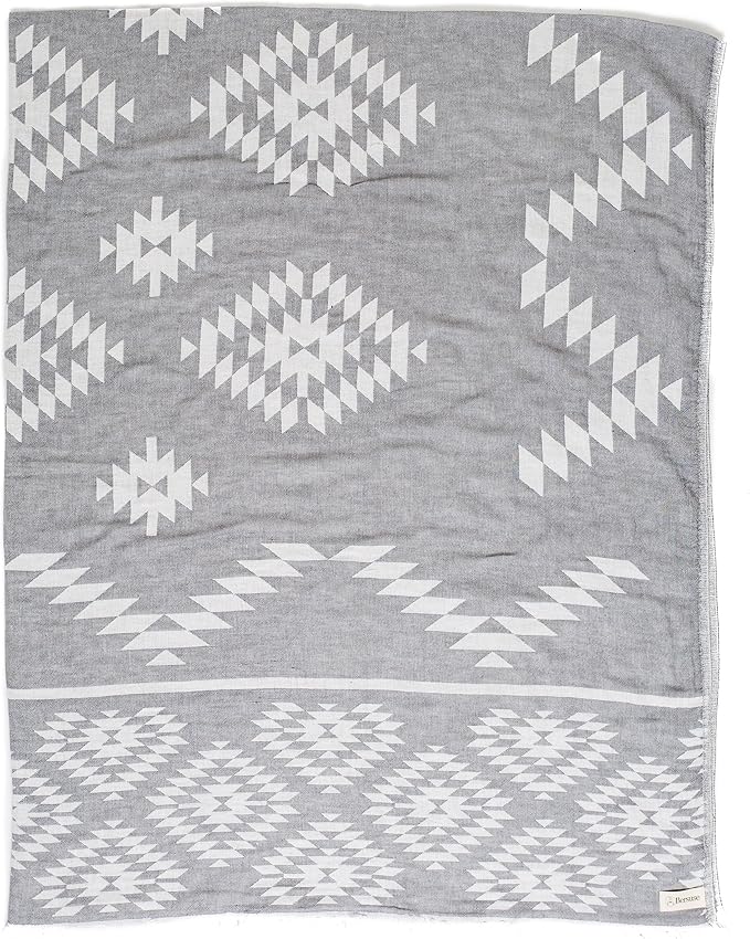 Bersuse 100% Cotton Teotihuacan XL Throw Blanket Turkish Towel Beach Blanket by Bersuse