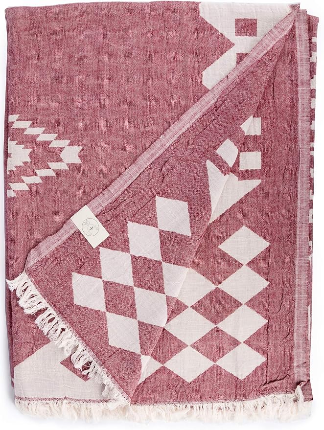 Bersuse 100% Cotton Bahamas XL Throw Blanket Turkish Towel Beach Blanket by Bersuse