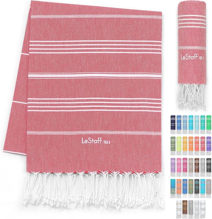 LeStoff Turkish Beach Towel 100% Organic Cotton Prewashed 38"x71" Soft Highly by 100organictowels