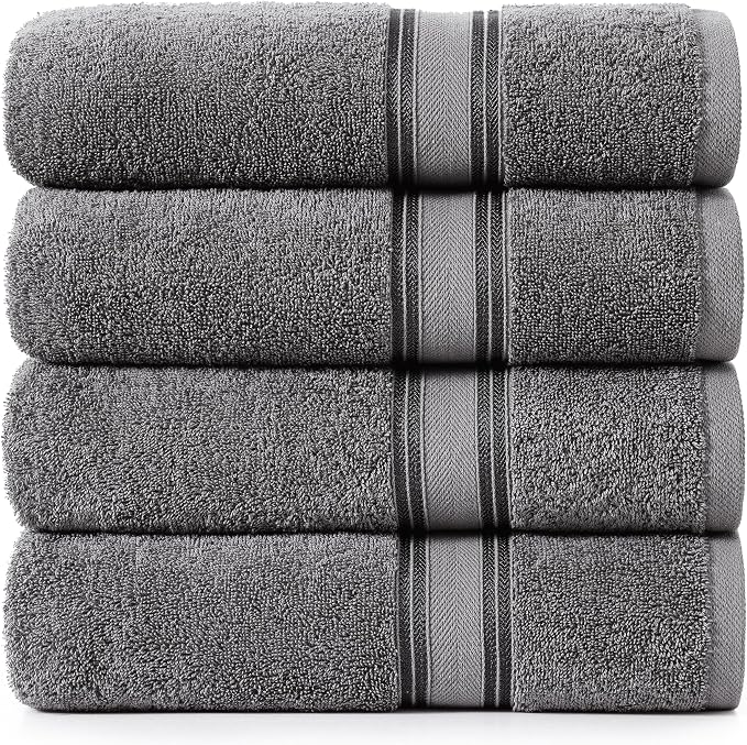 LANE LINEN 100% Cotton 4 Pack Bath Towels Set by LaneLinen