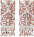 SKL Home Mirage Fringe 100% Turkish Cotton Hand Towel Set, Blush Small by SKLHomebySaturdayKnightLtd
