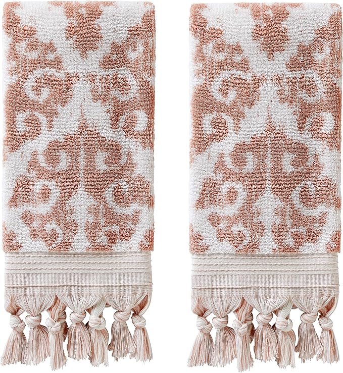 SKL Home Mirage Fringe 100% Turkish Cotton Hand Towel Set, Blush Small by SKLHomebySaturdayKnightLtd