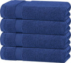 White Classic Navy Blue Bath Towels 27x54 Inch, Cotton Towel Set by WhiteClassic