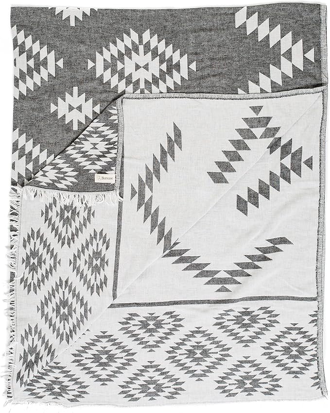 Bersuse 100% Cotton Teotihuacan XL Throw Blanket Turkish Towel Beach Blanket - Image 6