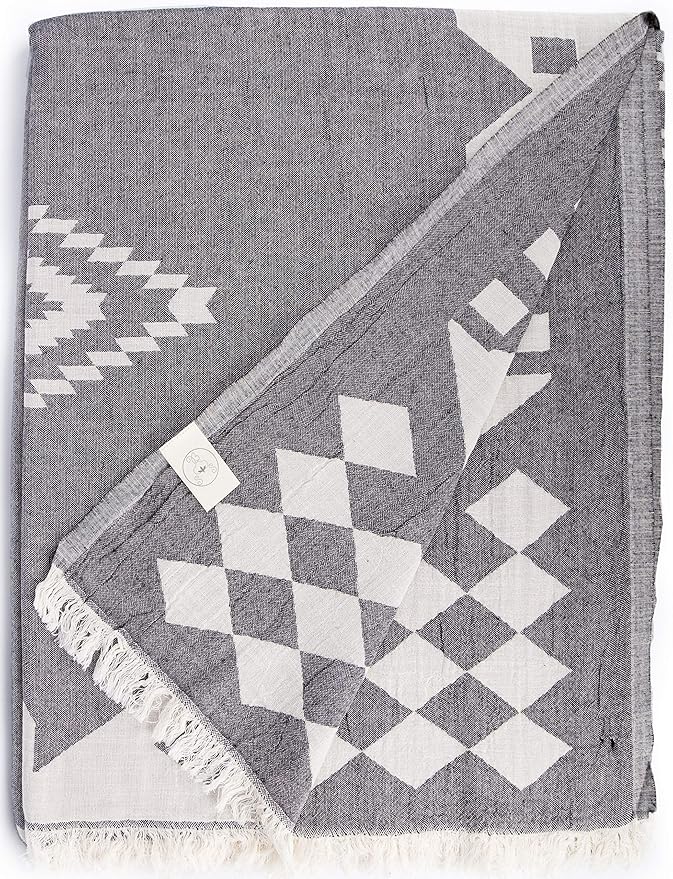 Bersuse 100% Cotton Bahamas XL Throw Blanket Turkish Towel Beach Blanket by Bersuse