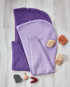 Long Cotton Hair Towel Wrap for Women 28"x11" Purple, Hair Towel Cotton - Image 3