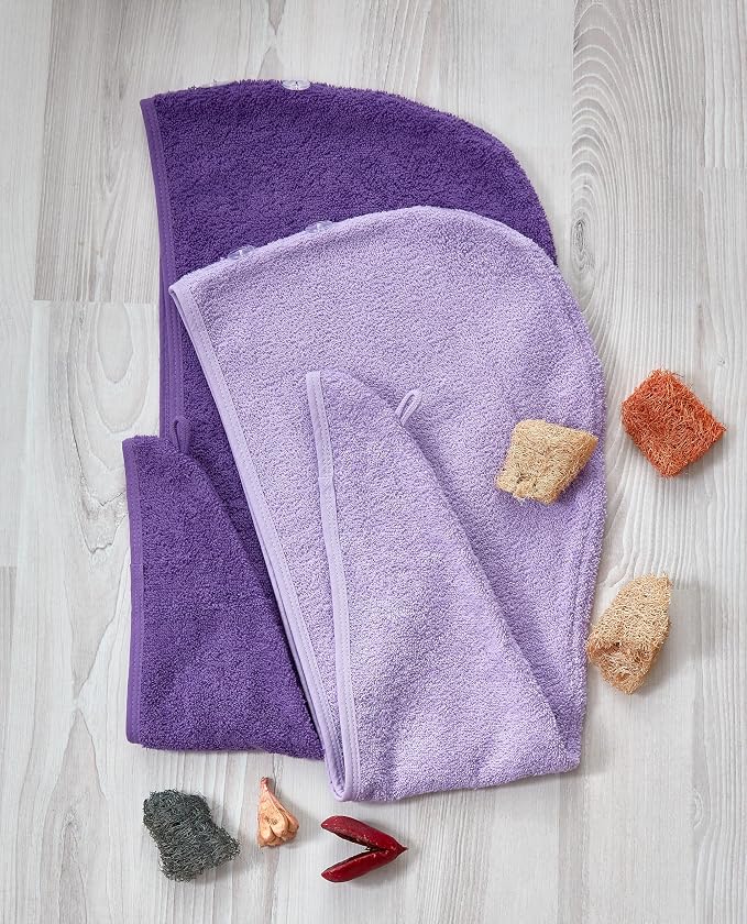 Long Cotton Hair Towel Wrap for Women 28"x11" Purple, Hair Towel Cotton - Image 3
