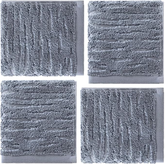SKL Home CloudSoft Cotton Luxury 4-Piece Washcloth Set, Smoke Blue - Image 5