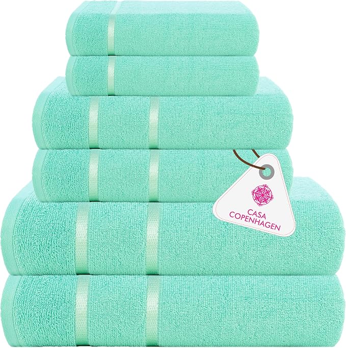 CASA COPENHAGEN Eternal 6Pcs 100% Egyptian Cotton Large Designer Towels Gift by CASACOPENHAGEN