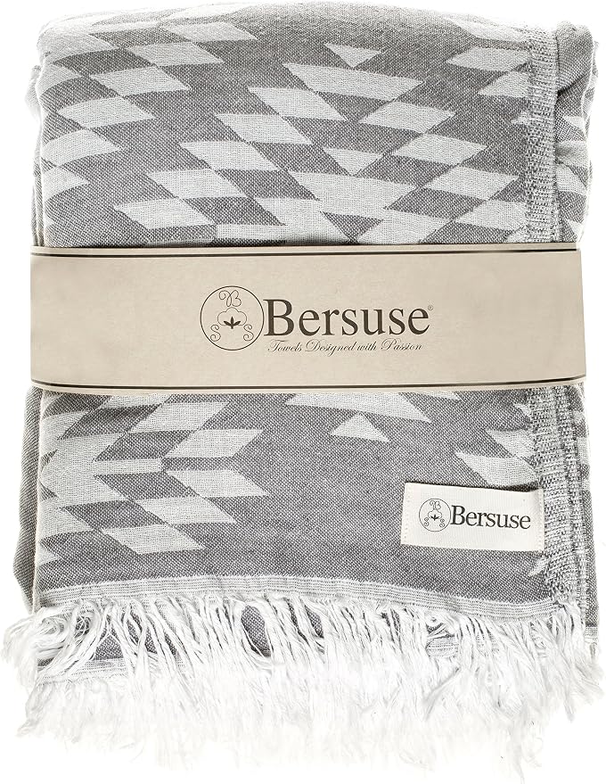 Bersuse 100% Cotton Teotihuacan XL Throw Blanket Turkish Towel Beach Blanket - Image 4