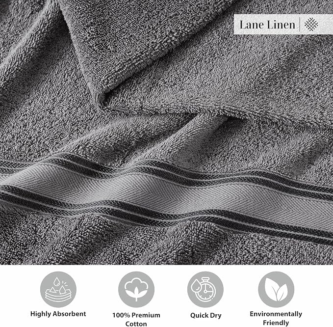 LANE LINEN 100% Cotton 4 Pack Bath Towels Set - Image 6