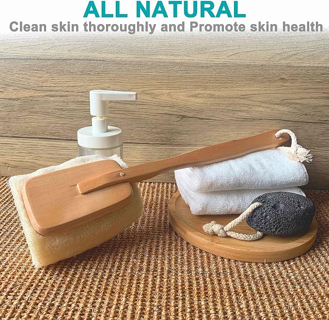 2 Pack Natural Exfoliating Loofah luffa loofa Bath Brush On a Stick - Image 5