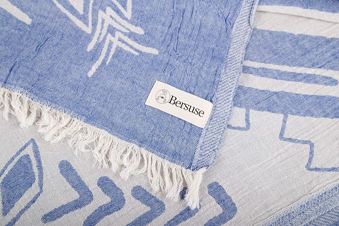 Bersuse 100% Cotton Kona XL Throw Blanket Turkish Towel Beach Blanket - Image 7