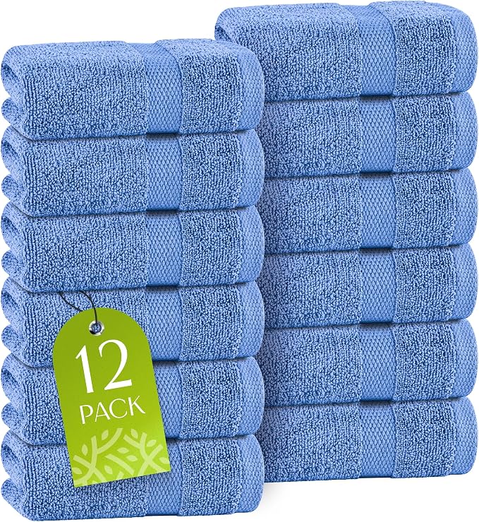 White Classic Light Blue Washcloths Set by WhiteClassic
