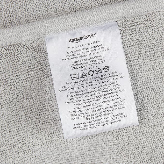 Amazon Basics Banded Bathroom Bath Rug Mat, 100% Cotton, 31 x 20 inches - Image 4