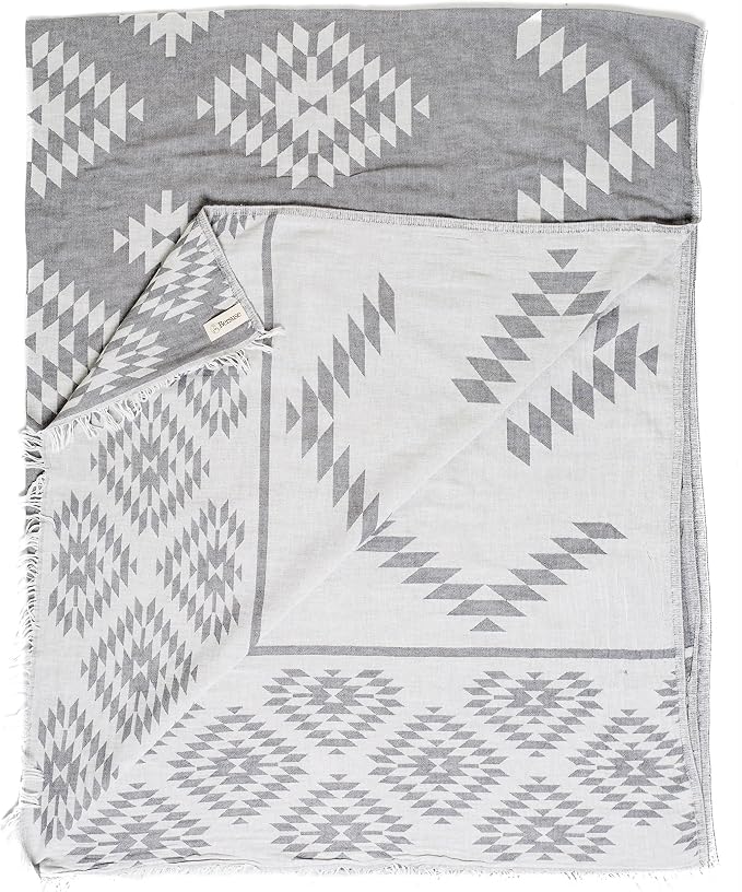Bersuse 100% Cotton Teotihuacan XL Throw Blanket Turkish Towel Beach Blanket - Image 3