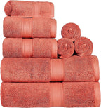 SUPERIOR Egyptian Cotton Pile 8 Piece Towel Set, Includes 2 Bath, 2 Hand by SUPERIOR