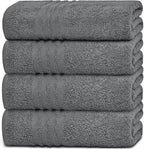 White Classic Wealuxe Grey Bath Towels Set of 4, Cotton Body Towel by WhiteClassic