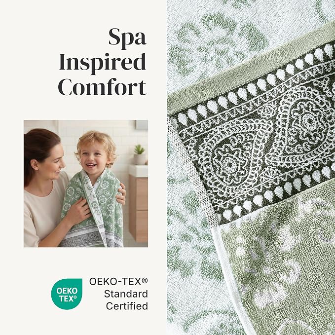Modern Threads Floral Trail 6-Piece 100% Cotton Towel Set – Reversible Yarn - Image 4