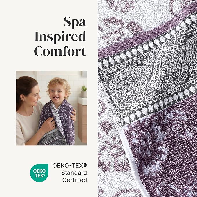 Modern Threads Floral Trail 6-Piece 100% Cotton Towel Set – Reversible Yarn - Image 4