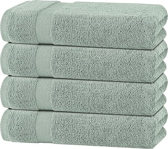 White Classic Green Bath Towels 27x54 Inch, Cotton Towel Set by WhiteClassic