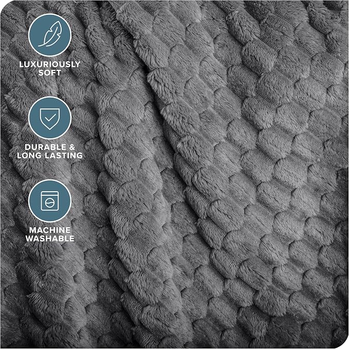Bare Home Textured Fleece Blanket - Image 3