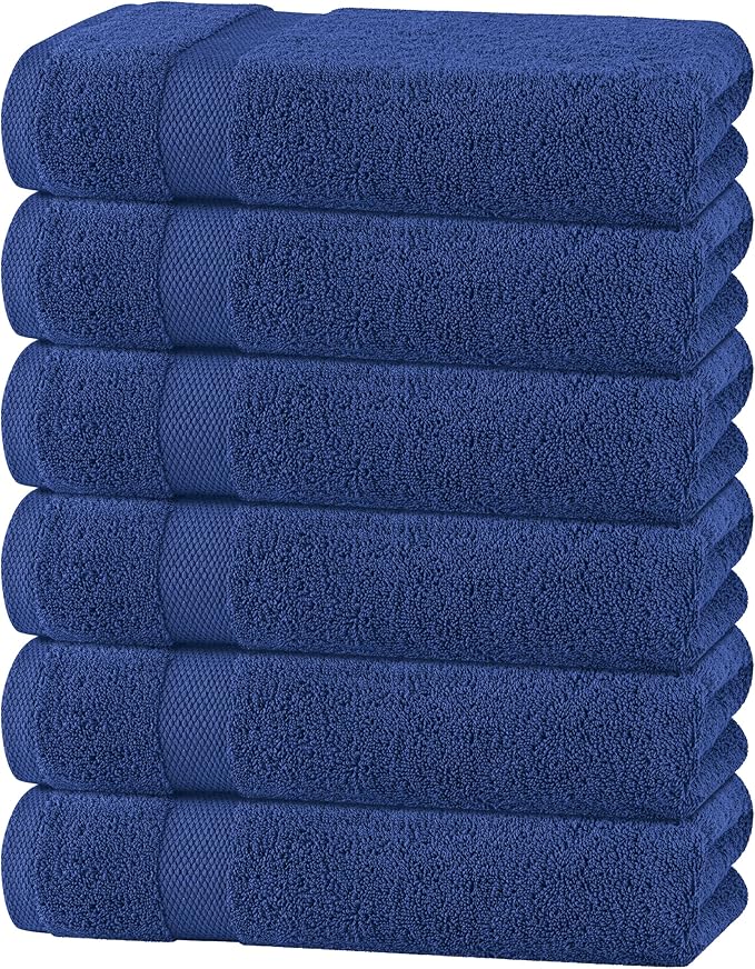 White Classic Wealuxe Navy Blue Bath Towels 24x50 Inch, Cotton Towel Set by WhiteClassic