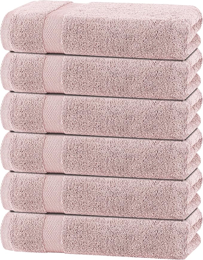 White Classic Wealuxe Pink Bath Towels 24x50 Inch, Cotton Towel Set by WhiteClassic