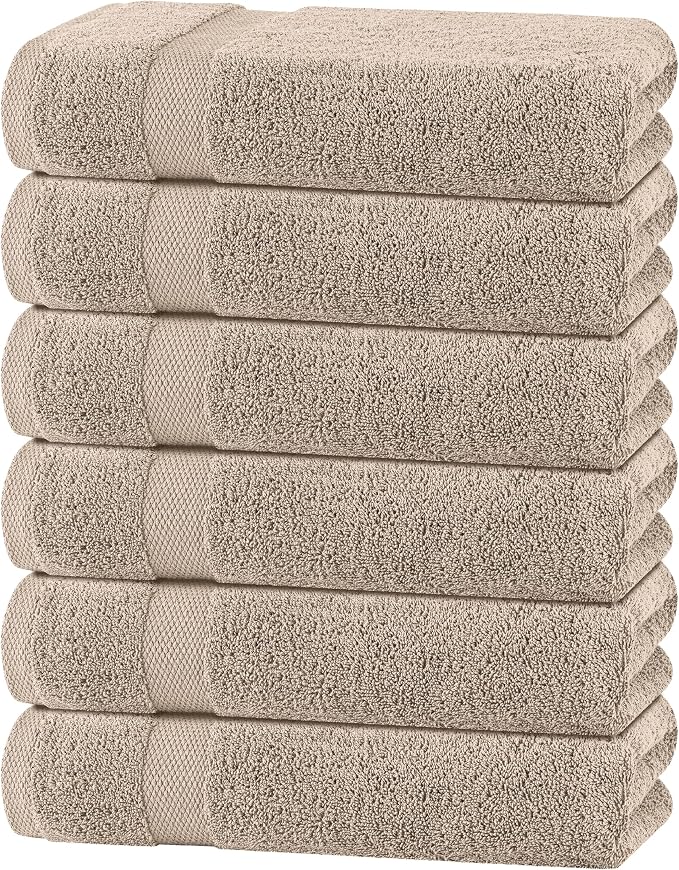 White Classic Wealuxe Taupe Bath Towels 24x50 Inch, Cotton Towel Set by WhiteClassic