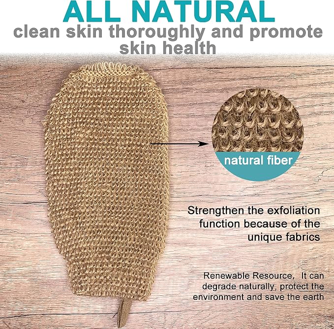 4 Pack 100% Natural Exfoliating Hemp Glove Mitt Mitten - Image 2