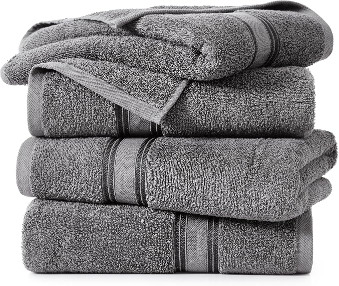 LANE LINEN 100% Cotton 4 Pack Bath Towels Set - Image 2