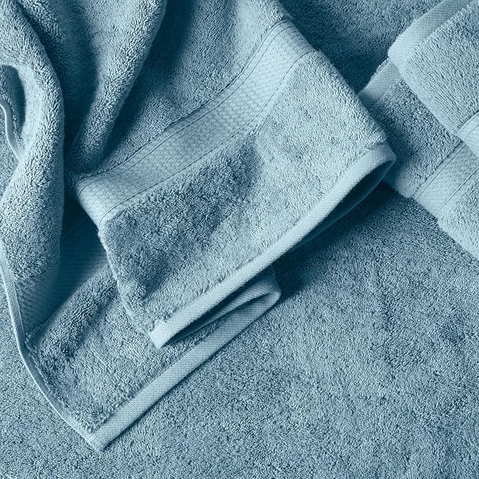 SUPERIOR Solid Egyptian Cotton Towel Set, Washcloths 13” x 13”, Hand Towels 20” - Image 3