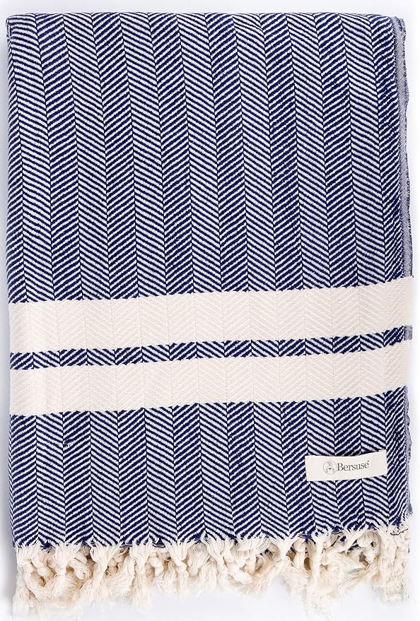 Bersuse 100% Cotton Herringbone XL Throw Blanket - Image 9