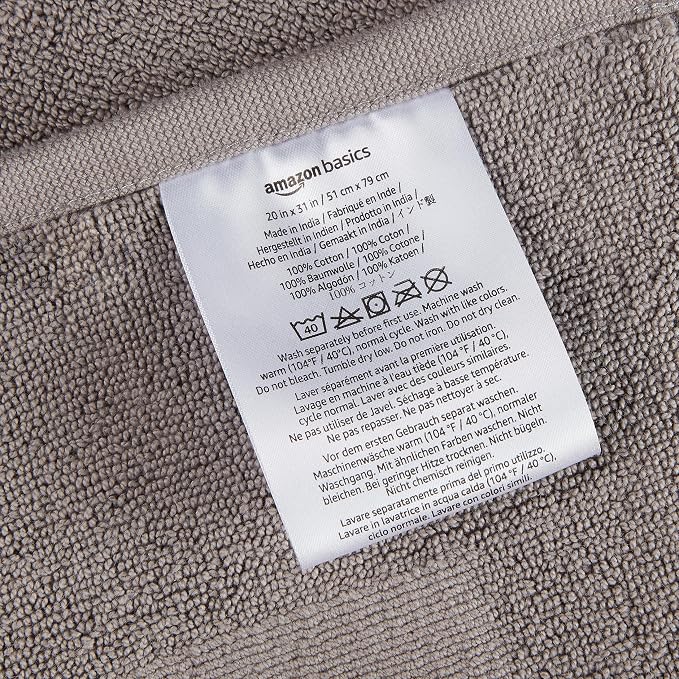 Amazon Basics Banded Bathroom Bath Rug Mat, Machine Washable, 100% Cotton - Image 4