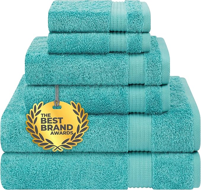 Cotton Paradise 6 Piece Towel Set 100% Cotton Soft Absorbent Turkish Towels by UNITEDHOMETEXTILE