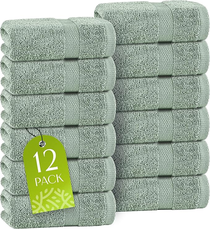 White Classic Green Washcloths Set by WhiteClassic