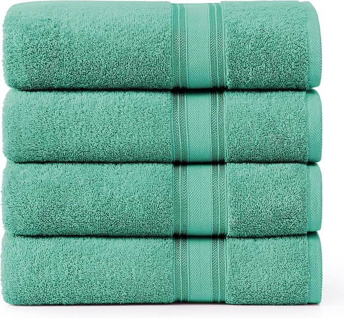 LANE LINEN Large Teal Cotton Bath Sheets, 4 Piece Set, Quick Dry, Super Soft by LaneLinen