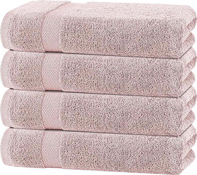 White Classic Pink Bath Towels 27x54 Inch, Cotton Towel Set by WhiteClassic