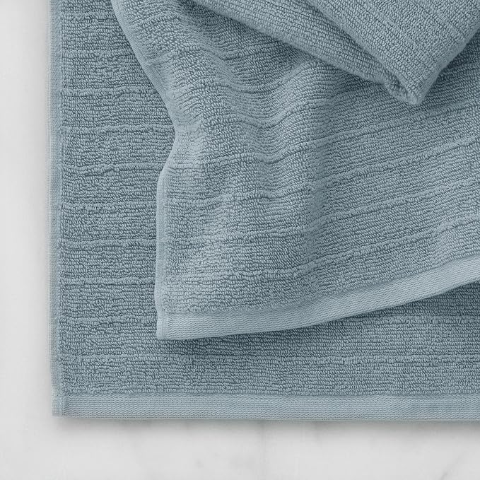 Welhome James 100% Cotton Textured Stripe Towel Set - Image 4