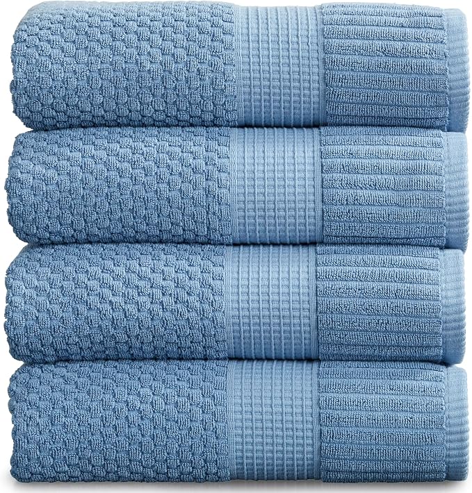 NY Loft 100% Cotton Bath Towel 4 Pack | Super Soft & Absorbent Quick-Dry Bath by NYLoft