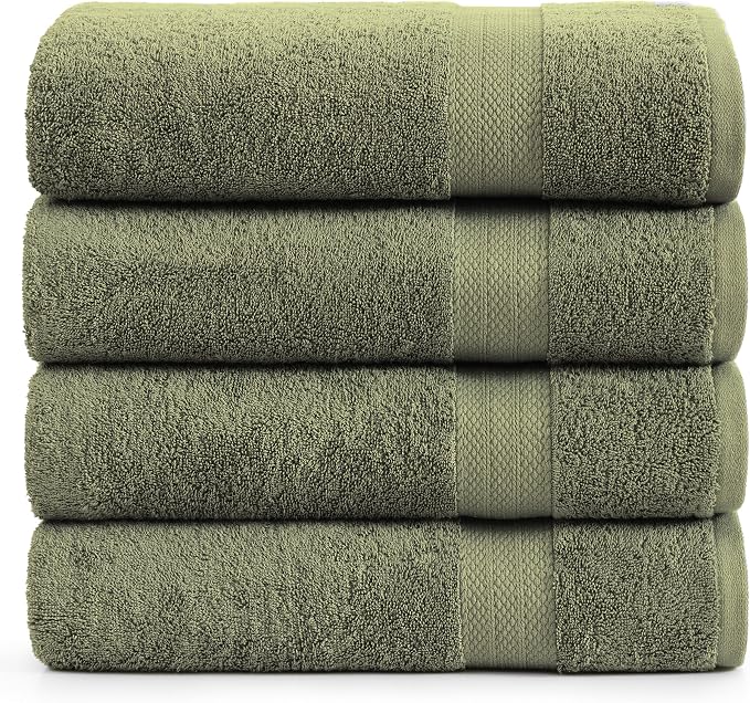 LANE LINEN 100% Mercerized Cotton Bath Sheet Set of 4 by LaneLinen